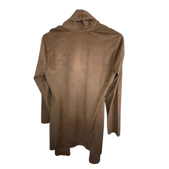 Soft Surroundings Shape Drape Brown Faux Suede Open Jacket - Picture 4 of 5